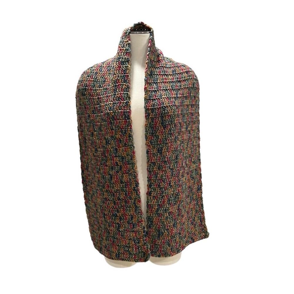 Hand-Knitted Multicolor Scarf Women’s Boho Crochet Festival Party Casual Winter - Picture 2 of 4